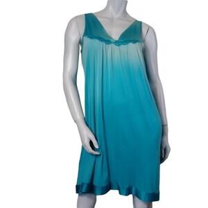 Vanity Fair Vintage SZ Small Sleep Gown / Slip Teal Blue Green
